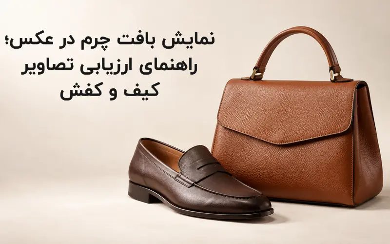 کیف و کفش چرمی با بافت واضح برای ارزیابی نمایش بافت چرم در عکس