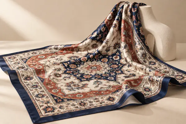 نمایش طرح کامل، حاشیه و ریزش طبیعی روسری در عکاسی استودیویی
