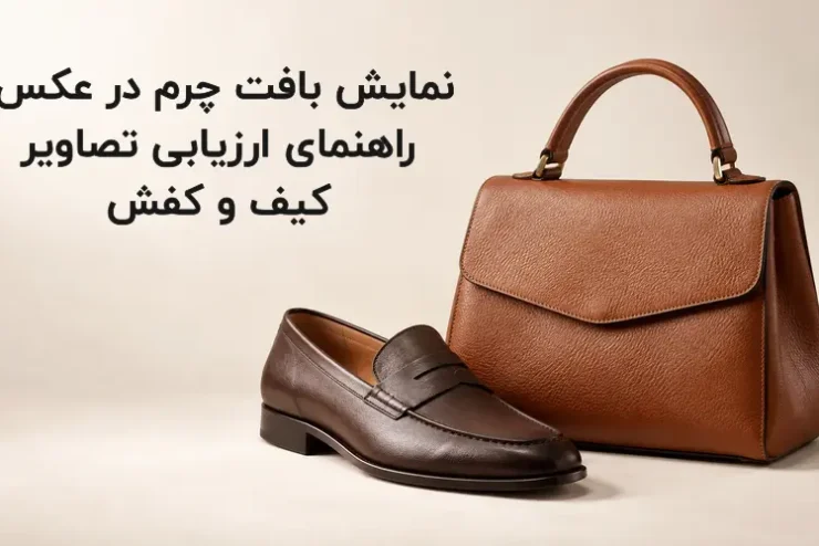 کیف و کفش چرمی با بافت واضح برای ارزیابی نمایش بافت چرم در عکس